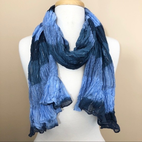 Blue Tones Stripe Ombre Crinkle Scarf - Picture 1 of 5